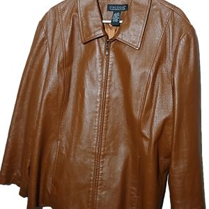 Womens Dialogue Tan Leather Jacket